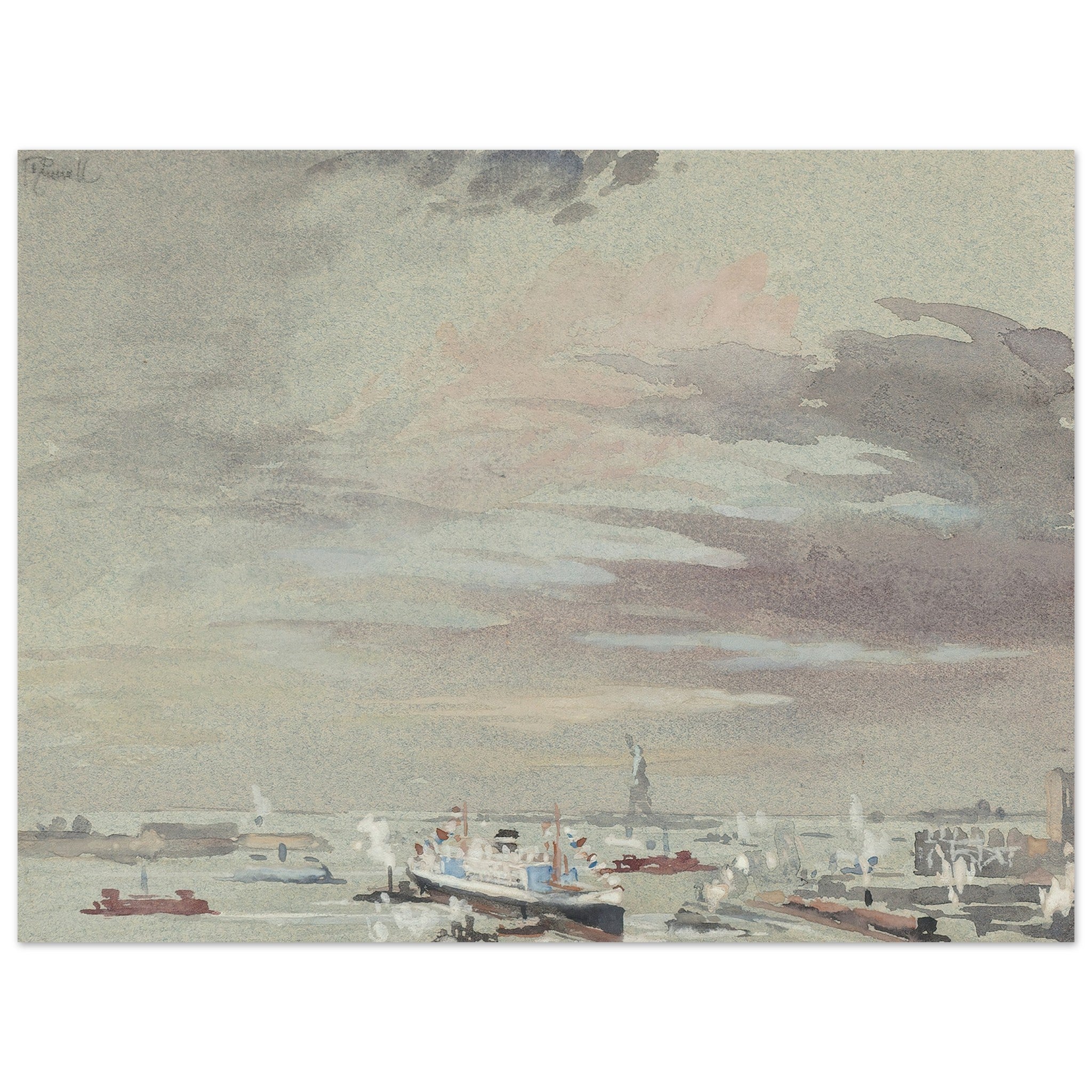 Joseph Pennell Poster - The Harbour And The Statue Of Liberty