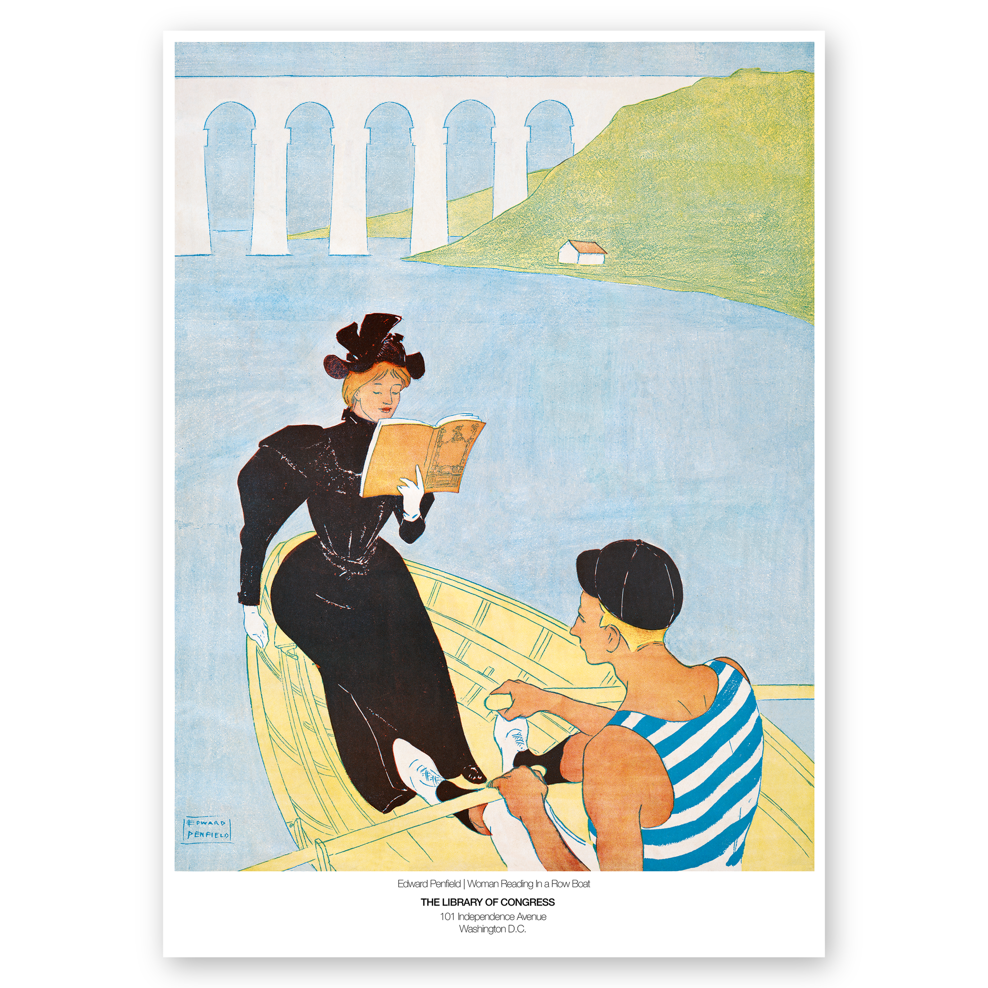 Edward Penfield Poster - Woman Reading In A Rowboat