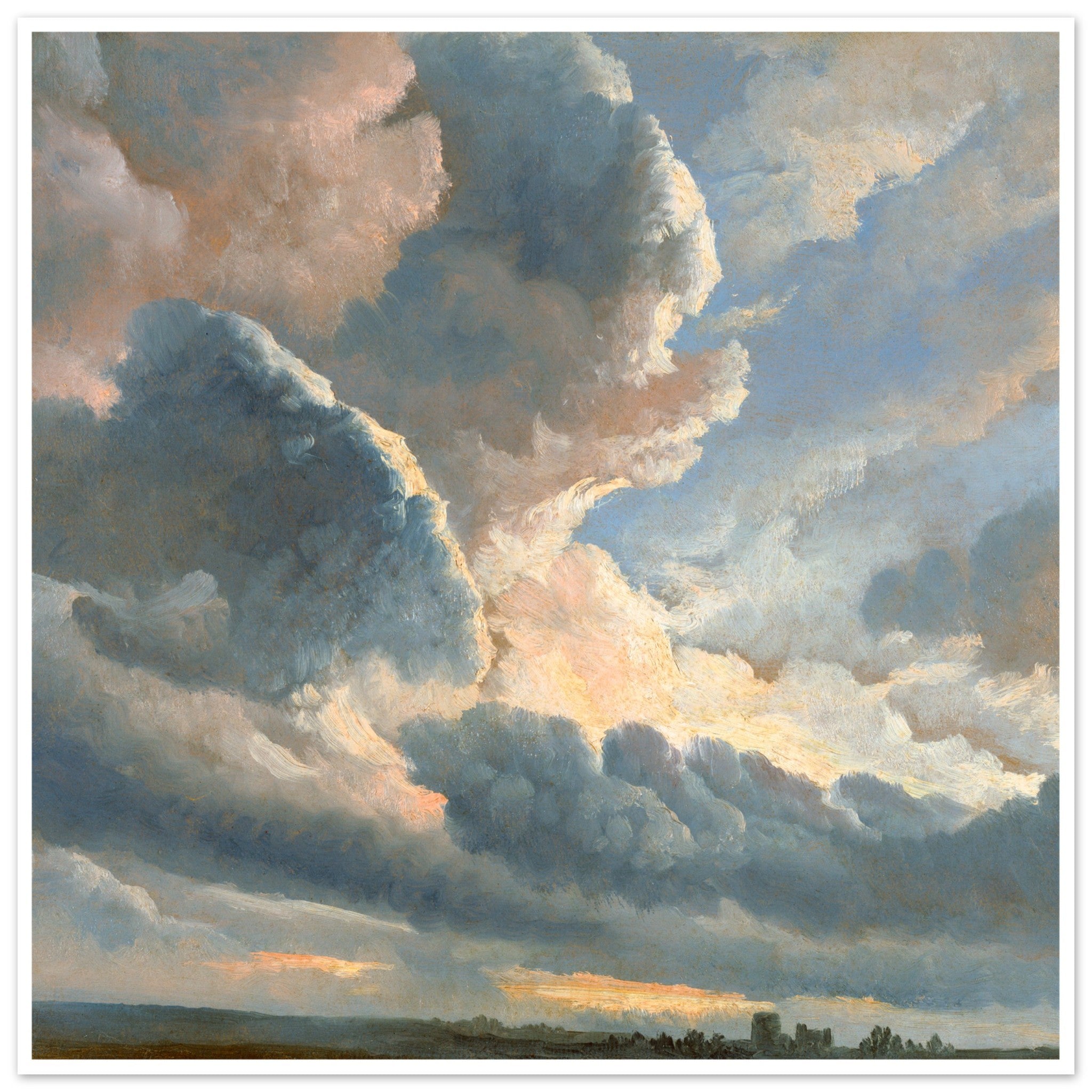 Simon Alexandre Clément Denis Poster - Study Of Clouds With A Sunset Near Rome