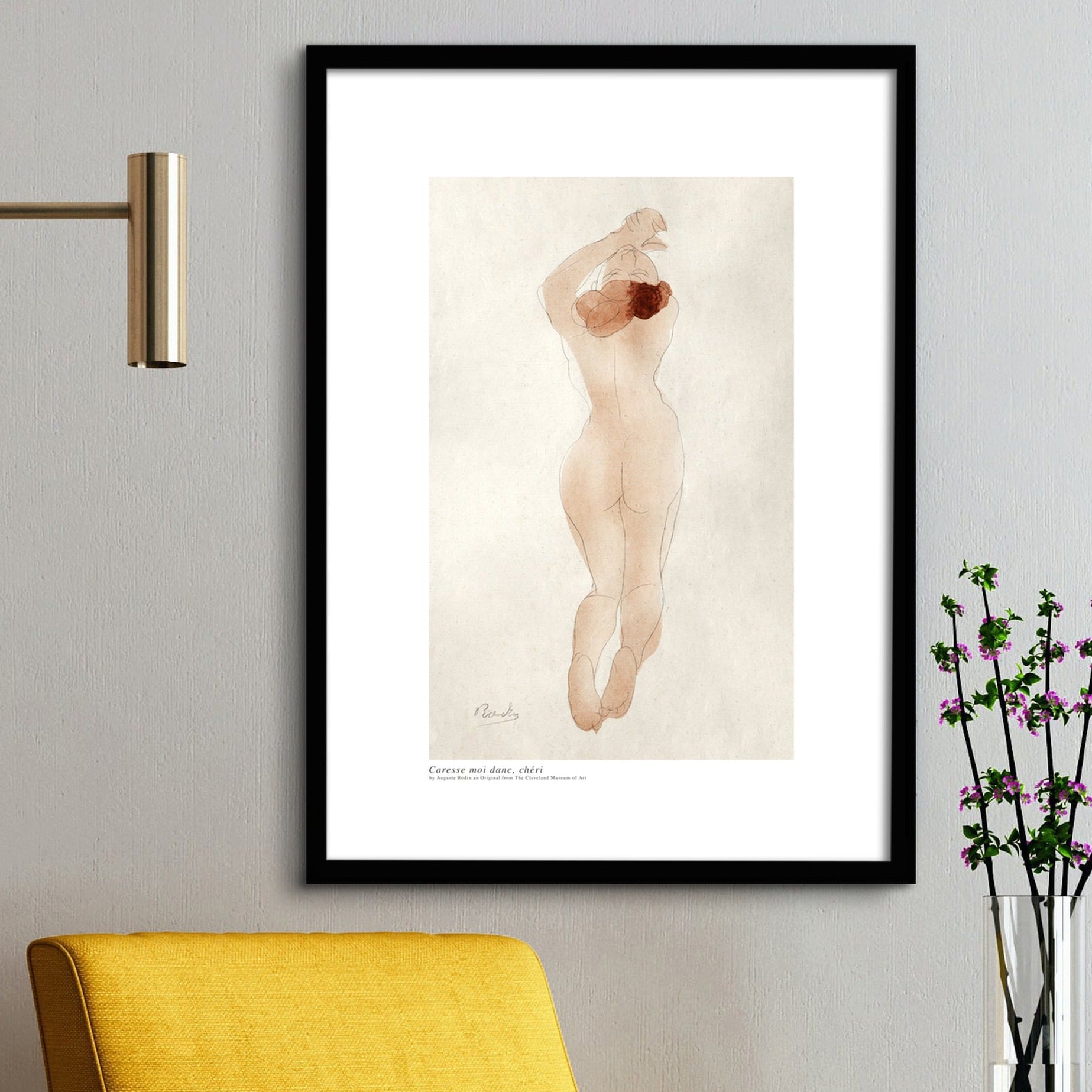 Poster preview. Watercolor nude study by Auguste Rodin. Auguste Rodin Poster - Caresse moi danc, chéri