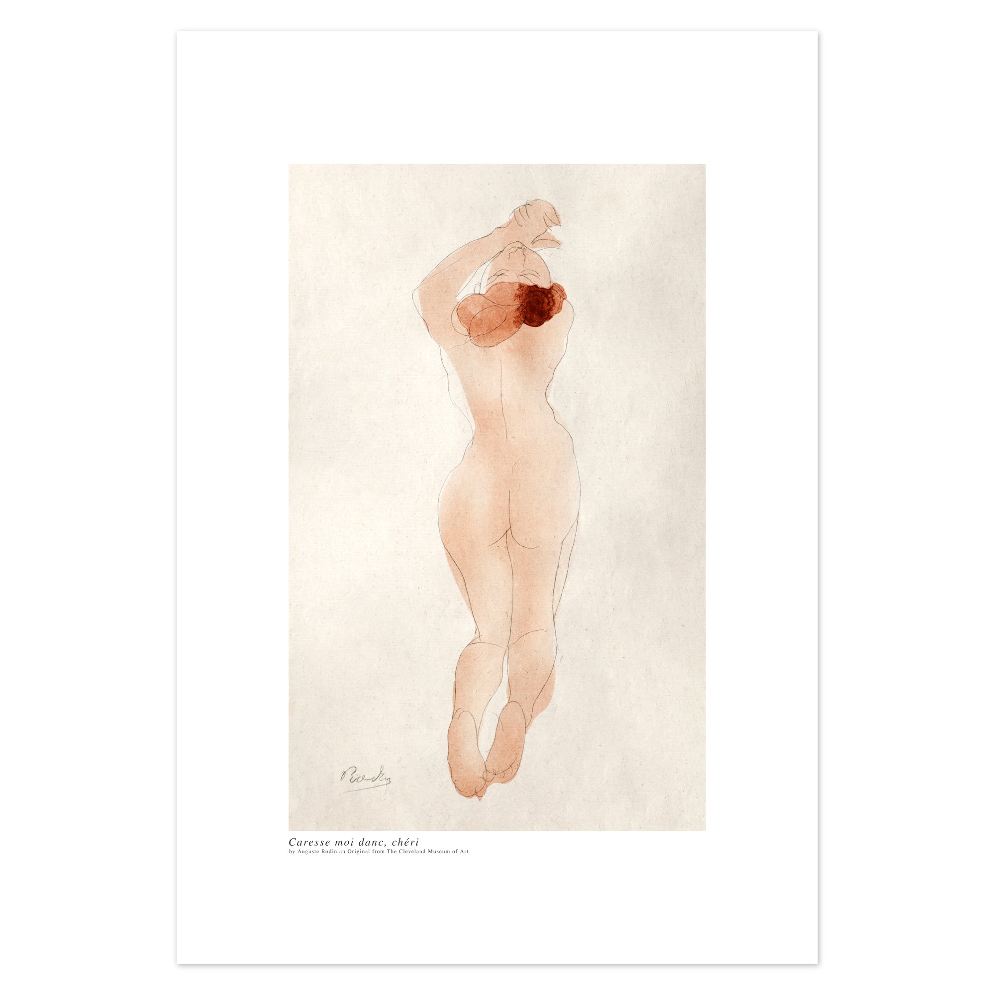 Poster. Watercolor nude study by Auguste Rodin