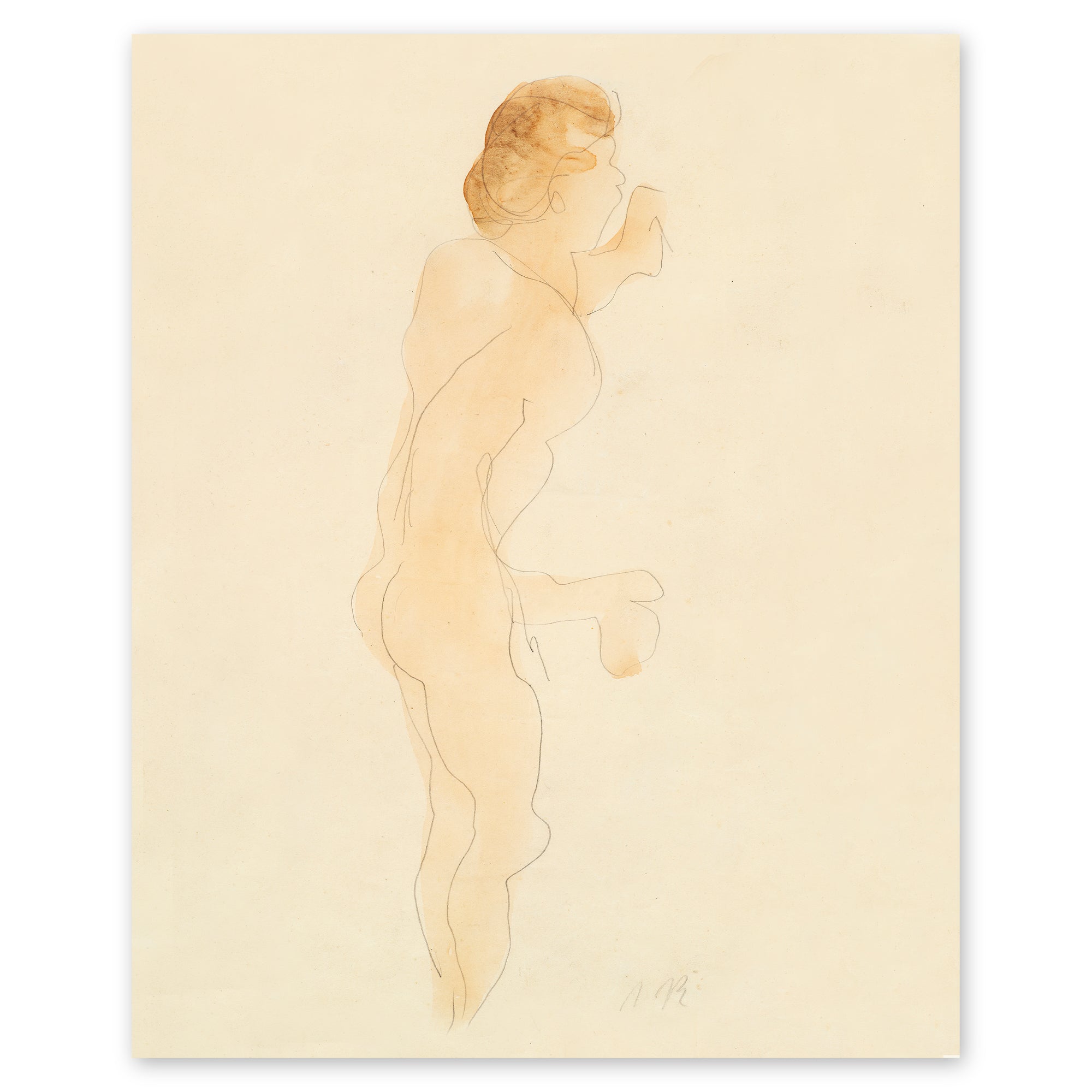 Poster. Beautiful loose painting of a naked female by Auguste Rodin