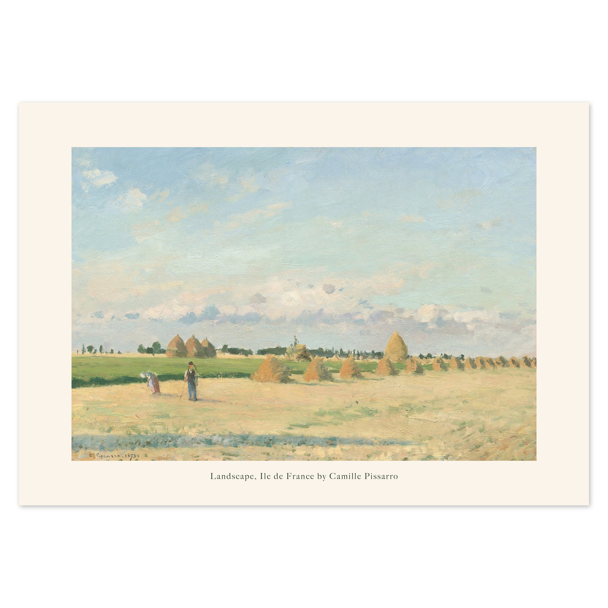 Poster. Early morning landscape painting by Camille Pissarro.