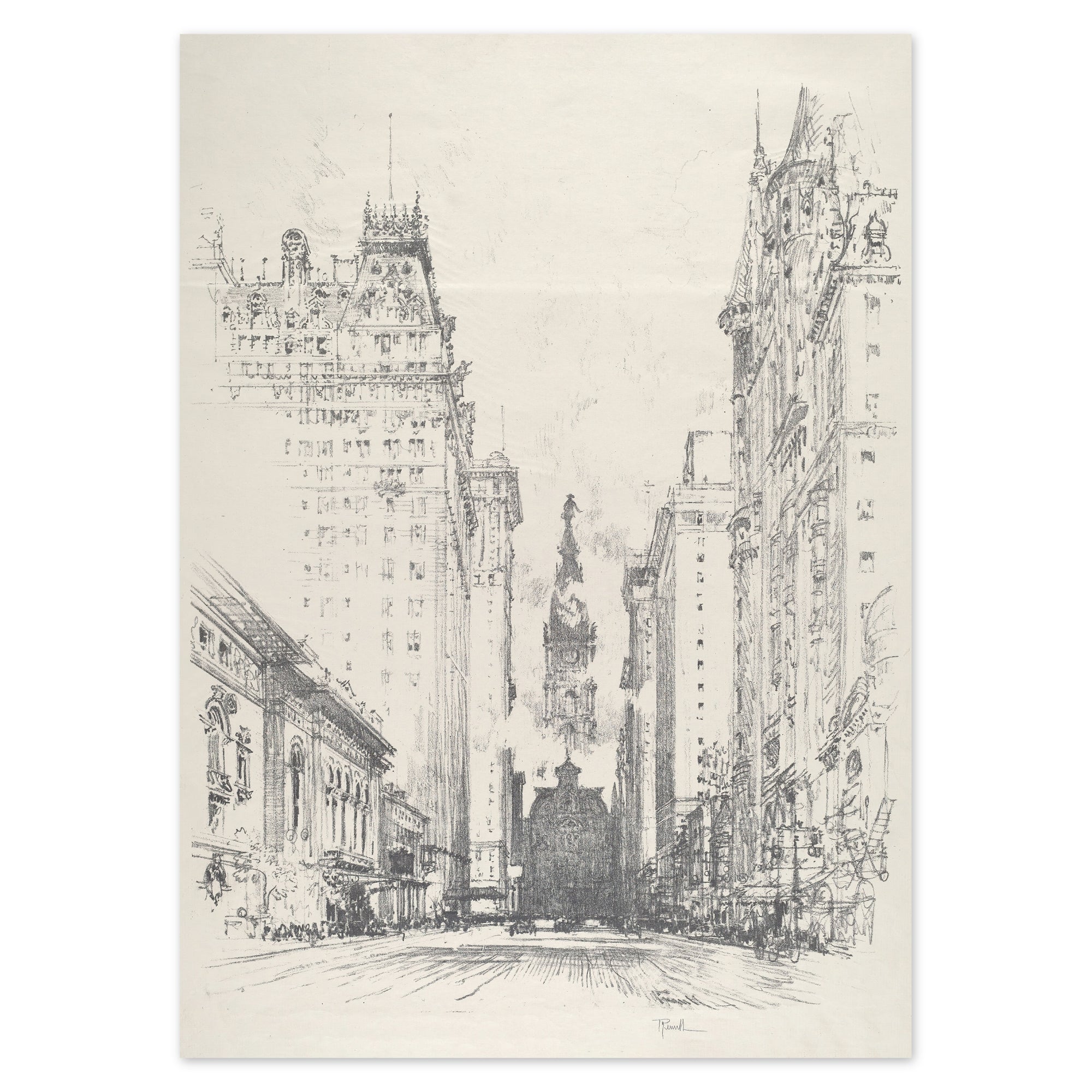 Joseph Pennell Poster - Looking Up Broad Street from Spruce Street