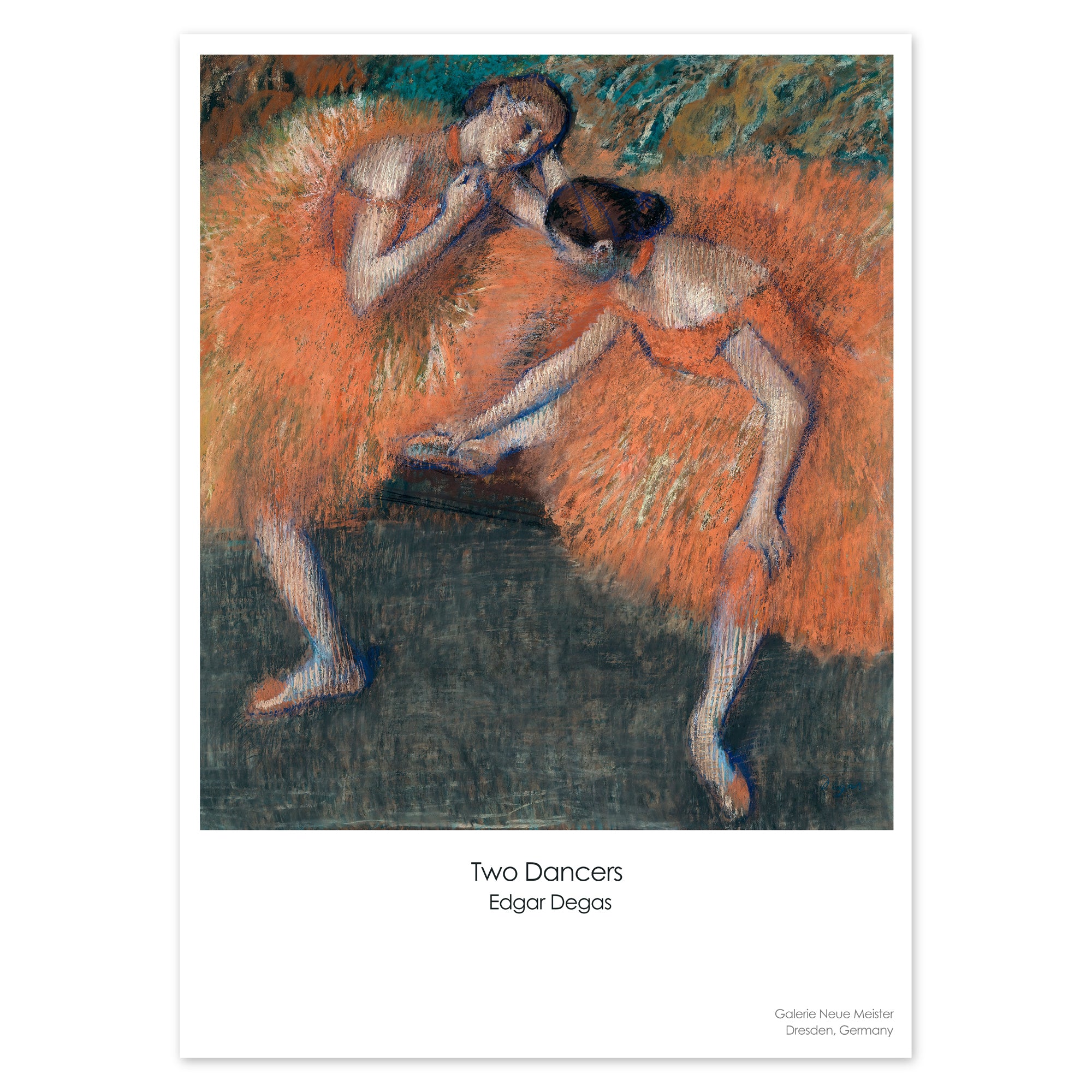 Poster. Classic oil pastel painting in orange nuances. By Edgar Degas.